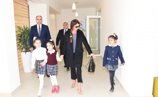 First Lady attends opening of several schools in Baku - PHOTOS